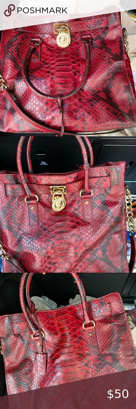 michael kors red snakeskin purse|mercer large snakeskin tote bag.